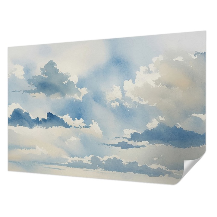 Öntapadós Dekor Tapéta, Wallfluent, Mennyei felhők, Kék, 104 x 70 cm, Klasszikus, Könnyen Felszerelhető, 010170060170000284966