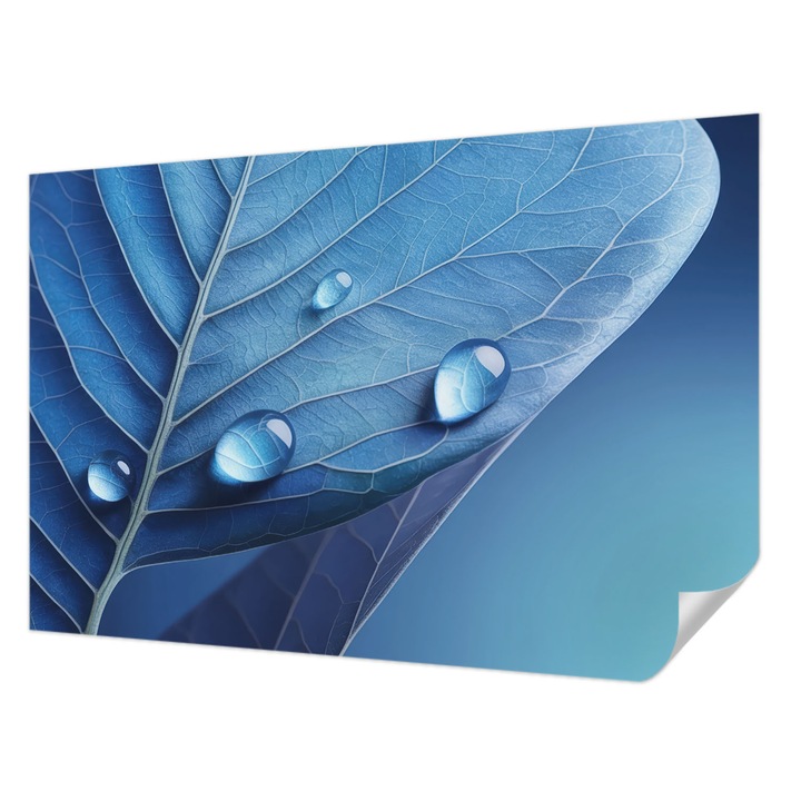 Öntapadós Fotótapéta Falra, Wallfluent, Kék levél, Kék, 104 x 70 cm, Dekoráció, Erős Ragasztó, 010170060170000285025