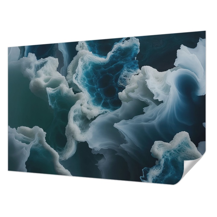 Öntapadós Fotótapéta Falra, Wallfluent, Tengeri hullámok, Kék, 104 x 70 cm, Könnyen Tisztítható, Nedvességálló, 010170060170000285021