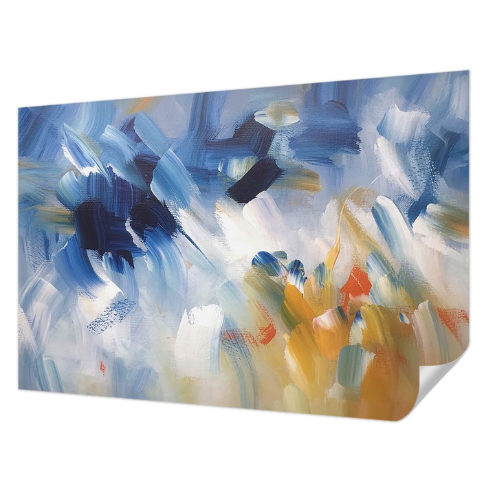 Öntapadós Dekor Tapéta, Wallfluent, Színes ecsetvonások, Kék, 104 x 70 cm, Dekoráció, Falra, 010170060170000285033