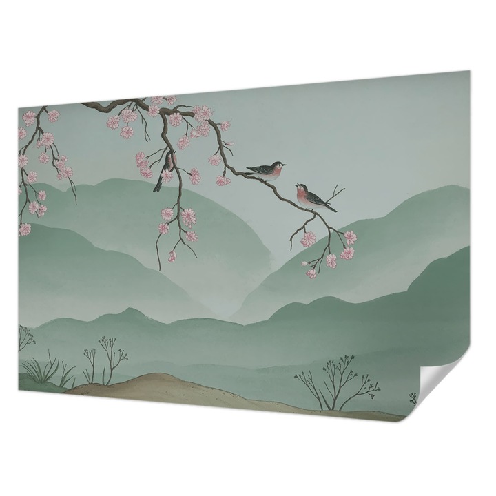 Öntapadós Tapéta Falra, Wallfluent, Japán szerenád, Szürke, 104 x 70 cm, Modern Dizájn, Könnyen Felszerelhető És Tisztítható, 010170060170000285081