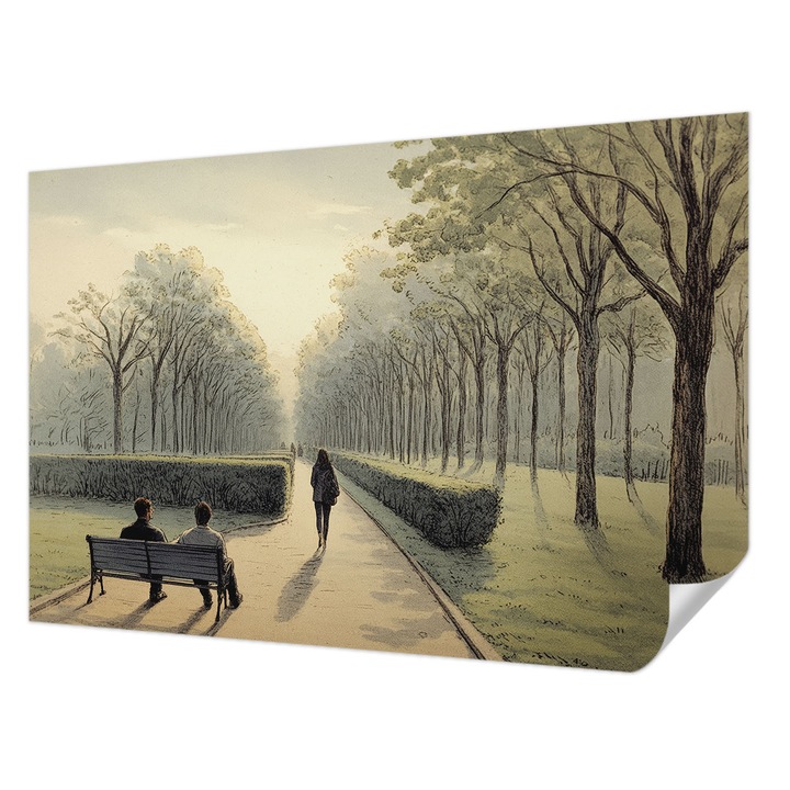 Öntapadós Tapéta Fali Dekoráció, Wallfluent, Park béke, Zöld, 104 x 70 cm, Erős Ragasztó, Modern Belsőépítészeti Dekoráció, 010170060170000285073