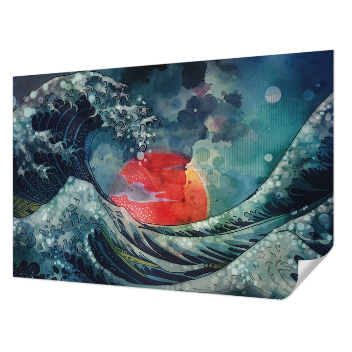 Öntapadós Tapéta Falra, Wallfluent, Óceáni Kelet, Kék, 104 x 70 cm, Előszobába, Hálószobába, 010170060170000285086