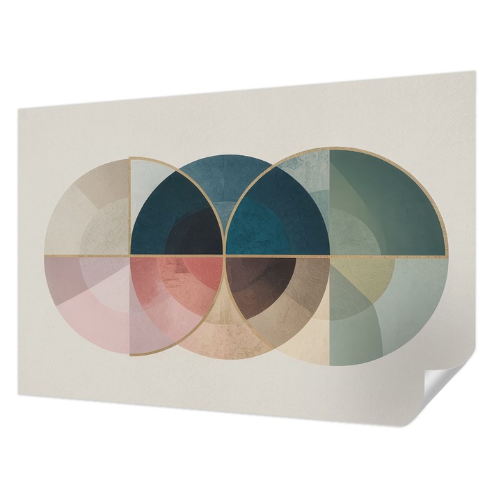 Öntapadós Fotótapéta Falra, Wallfluent, Geometrikus elegancia, Tengerészkék, 104 x 70 cm, Dekoráció, Erős Ragasztó, 010170060170000285092