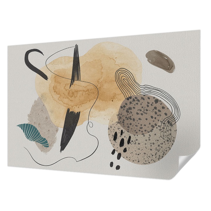 Öntapadós Tapéta Fali Dekoráció, Wallfluent, Absztrakt kompozíció, Bézs, 104 x 70 cm, Dekoráció, Falra, 010170060170000285108