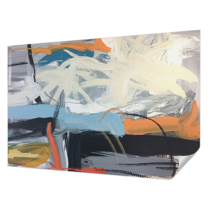 Öntapadós Tapéta Fali Dekoráció, Wallfluent, Színes absztrakció, Fehér, 104 x 70 cm, Nappaliba, Konyhába, 010170060170000285109