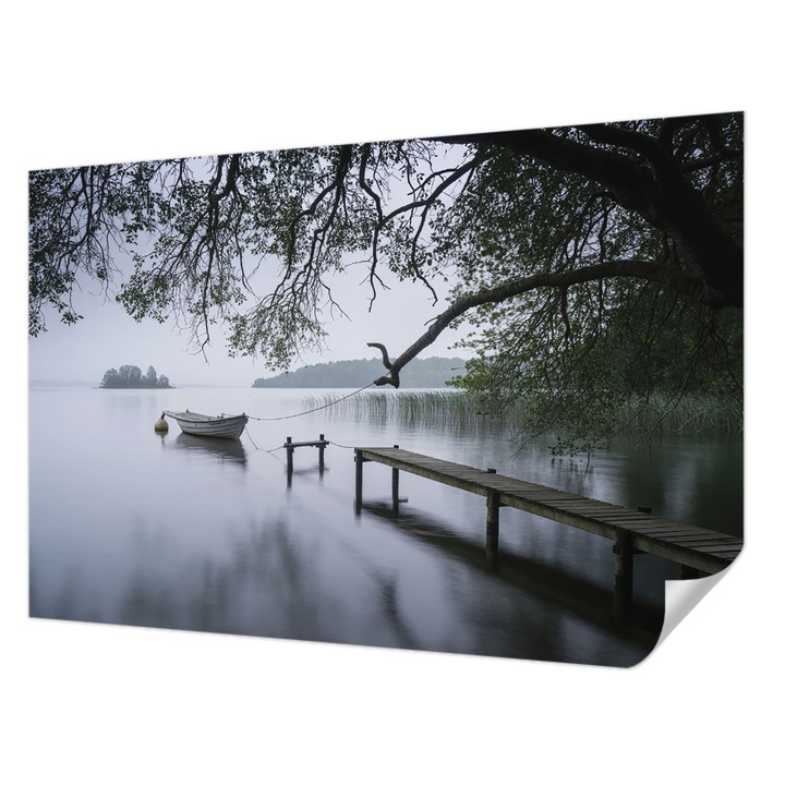 Öntapadós Tapéta Falra, Wallfluent, Egy nyugodt tó, Szürke, 104 x 70 cm, Előszobába, Hálószobába, 010170060170000285121