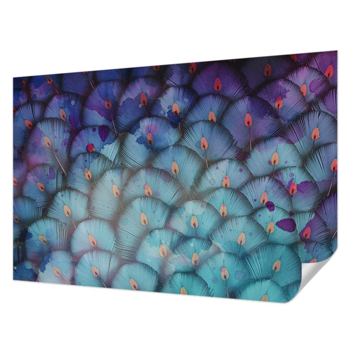 Öntapadós Tapéta Falra, Wallfluent, Színes tollak, Kék, 104 x 70 cm, Fali Dekoráció, Nedvesség- És Foltálló, 010170060170000285148