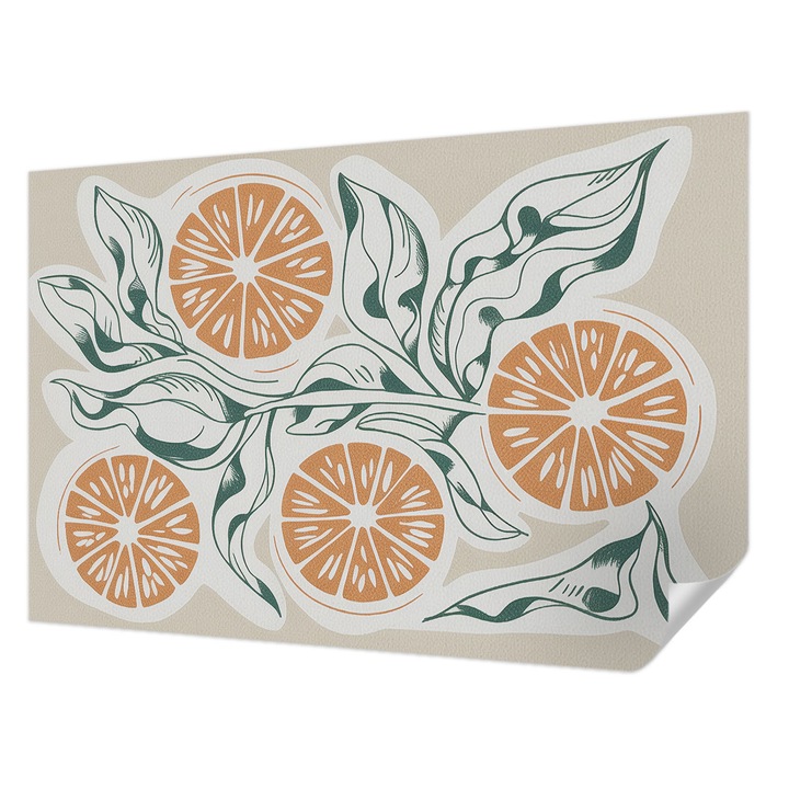 Öntapadós Dekor Tapéta, Wallfluent, Gyümölcsminták, Fehér, 104 x 70 cm, Nappaliba, Konyhába, 010170060170000285138