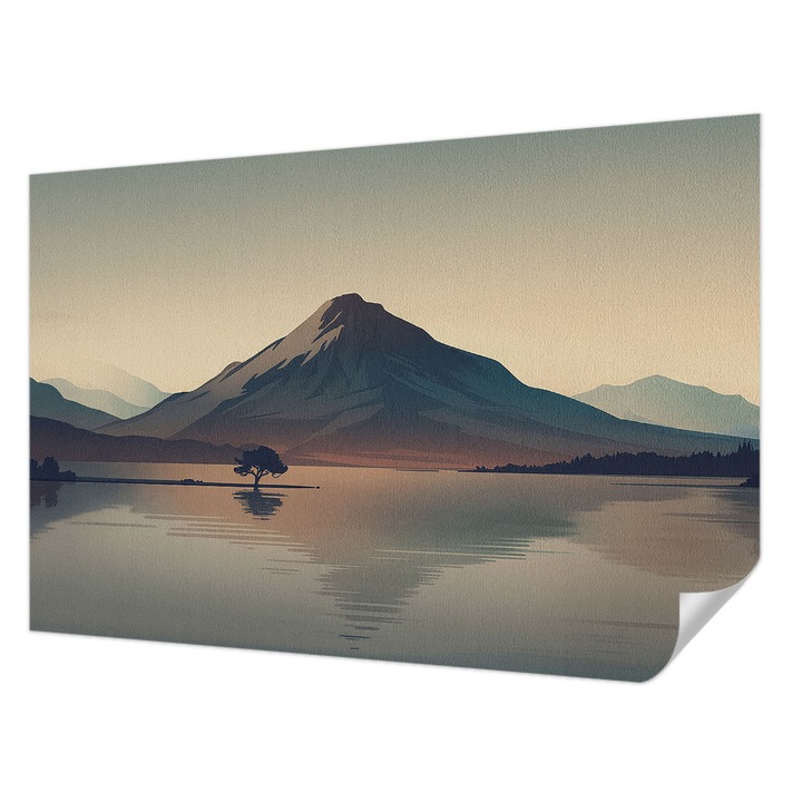 Öntapadós Dekor Tapéta, Wallfluent, Hegyi táj, Szürke, 104 x 70 cm, Előszobába, Hálószobába, 010170060170000285137