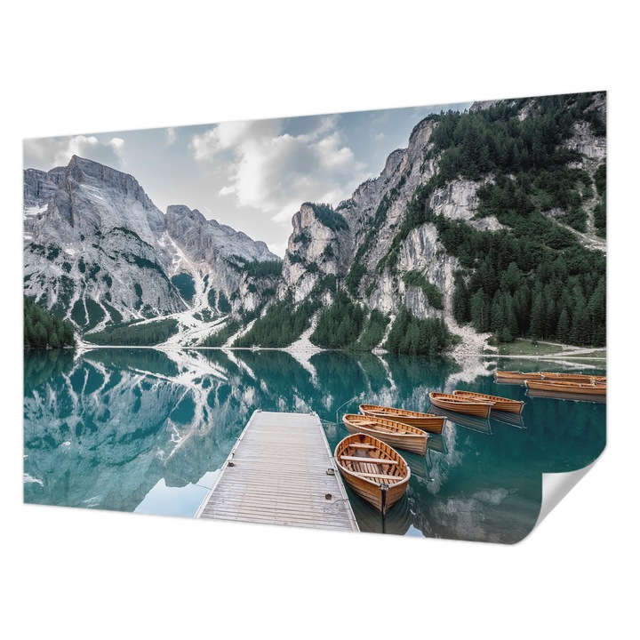 Öntapadós Tapéta Falra, Wallfluent, Hegyi panoráma, Fehér, 104 x 70 cm, Előszobába, Hálószobába, 010170060170000285154