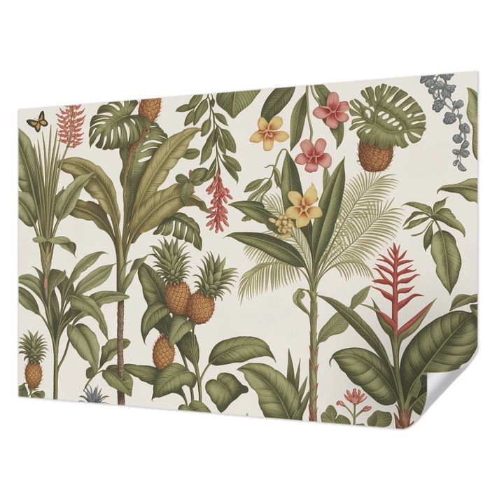 Öntapadós Tapéta Fali Dekoráció, Wallfluent, Egzotikus természet, Szürke, 104 x 70 cm, Könnyen Tisztítható, Nedvességálló, 010170060170000285171