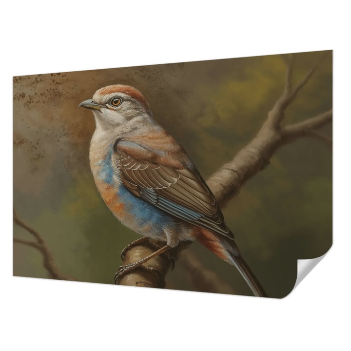 Öntapadós Fotótapéta Falra, Wallfluent, Madárportré, Fehér, 104 x 70 cm, Nappaliba, Konyhába, 010170060170000285162