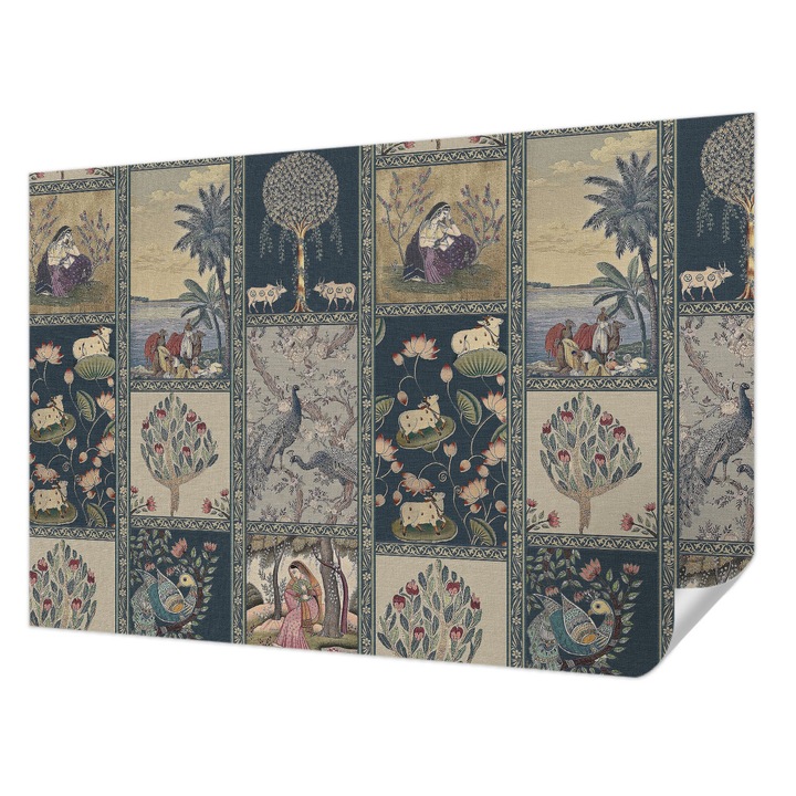 Öntapadós Tapéta Fali Dekoráció, Wallfluent, Romantikus jelenet, Tengerészkék, 104 x 70 cm, Könnyen Tisztítható, Nedvességálló, 010170060170000285204