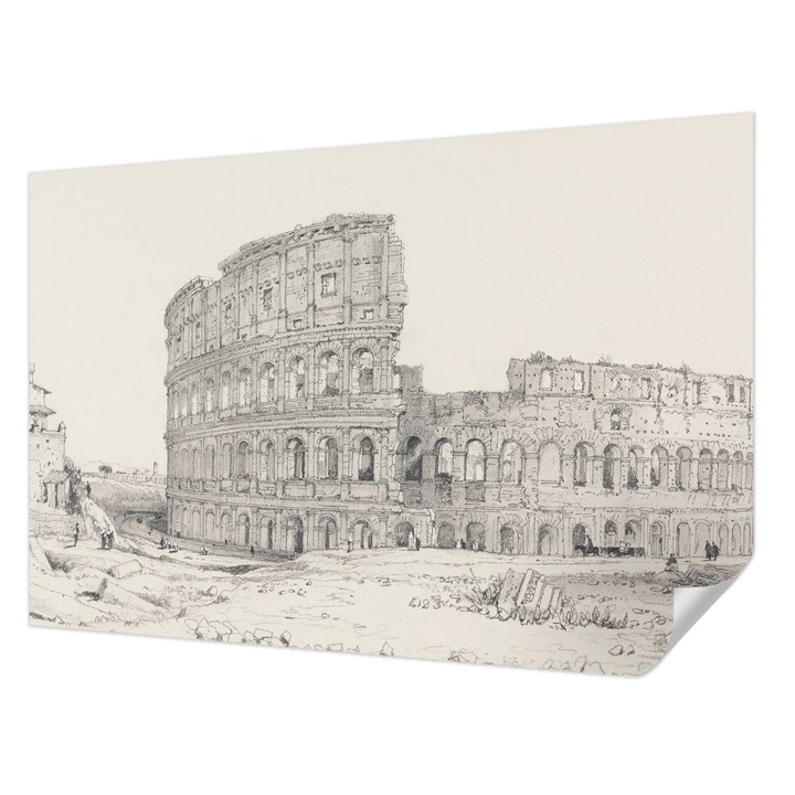 Öntapadós Dekor Tapéta, Wallfluent, Ősi romok, Fekete és fehér, 104 x 70 cm, Dekoráció, Falra, 010170060170000285201