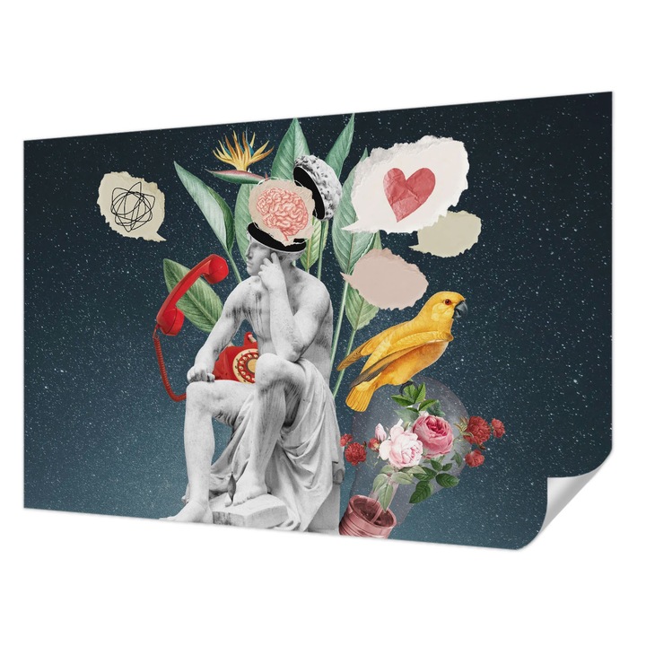 Öntapadós Tapéta Fali Dekoráció, Wallfluent, Szürrealista művészet, Fekete, 104 x 70 cm, Nappaliba, Konyhába, 010170060170000285210