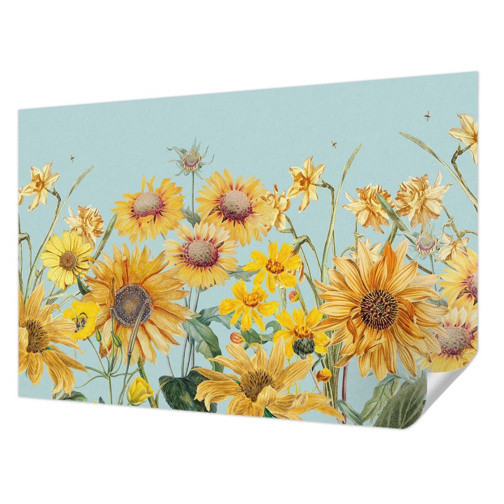 Öntapadós Tapéta Fali Dekoráció, Wallfluent, Nyári kert, Sárga, 104 x 70 cm, Előszobába, Hálószobába, 010170060170000285211