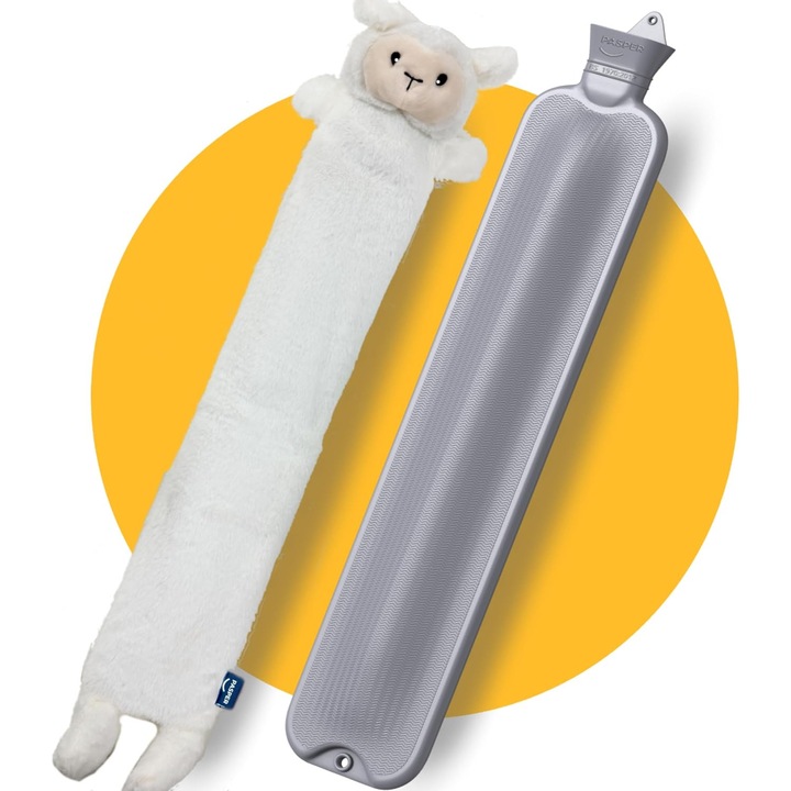 Sticla apă caldă XXL Pasper 3.5L, lungime 75cm, perna moale, păstrează căldura 8h
