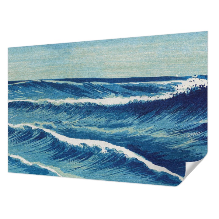 Öntapadós Tapéta Fali Dekoráció, Wallfluent, Tengeri hullámok, Kék, 104 x 70 cm, Modern Dizájn, Könnyen Felszerelhető És Tisztítható, 010170060170000285290