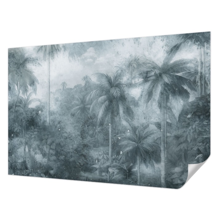 Öntapadós Tapéta Fali Dekoráció, Wallfluent, Trópusi növényzet, Szürke, 104 x 70 cm, Dekoráció, Falra, 010170060170000285326