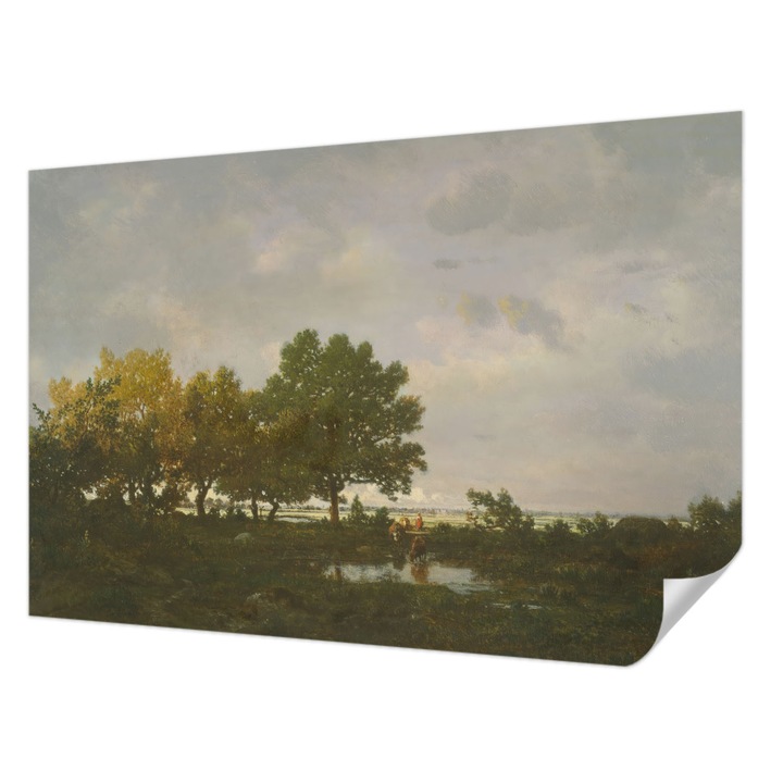 Öntapadós Dekor Tapéta, Wallfluent, Erdő táj, Szürke, 104 x 70 cm, Előszobába, Hálószobába, 010170060170000285352