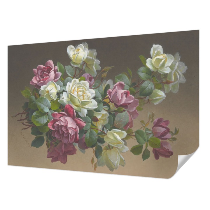 Öntapadós Tapéta Fali Dekoráció, Wallfluent, Virágos elegancia, Fehér, 104 x 70 cm, Modern Dizájn, Nedvesség- És Foltálló, 010170060170000285355