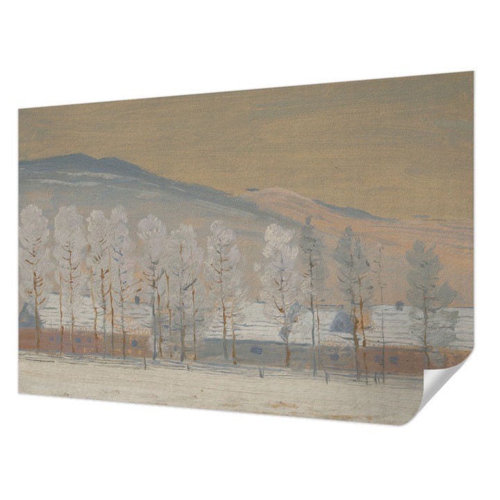 Öntapadós Fotótapéta Falra, Wallfluent, Téli táj, Bézs, 104 x 70 cm, Fali Dekoráció, Nedvesség- És Foltálló, 010170060170000285369