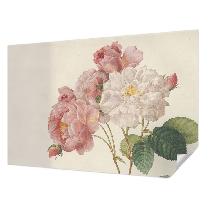 Tapet Textil Autocolant, Wallfluent, Trandafiri romantici, Roz, 104 x 70 cm, Pentru Perete, Rezistente La Apa, Umiditate Si Pete, 010170060170000285380