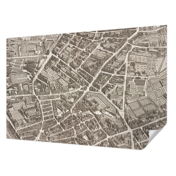 Öntapadós Tapéta Falra, Wallfluent, Városi labirintus, Barna, 104 x 70 cm, Klasszikus, Könnyen Felszerelhető, 010170060170000285403