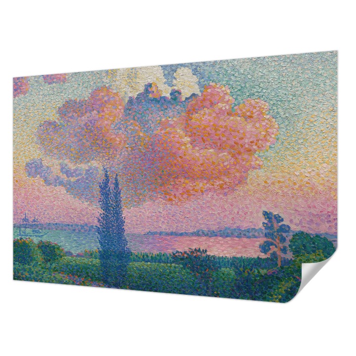 Öntapadós Tapéta Falra, Wallfluent, Színes táj, Rózsaszín, 104 x 70 cm, Könnyen Tisztítható, Nedvességálló, 010170060170000285398