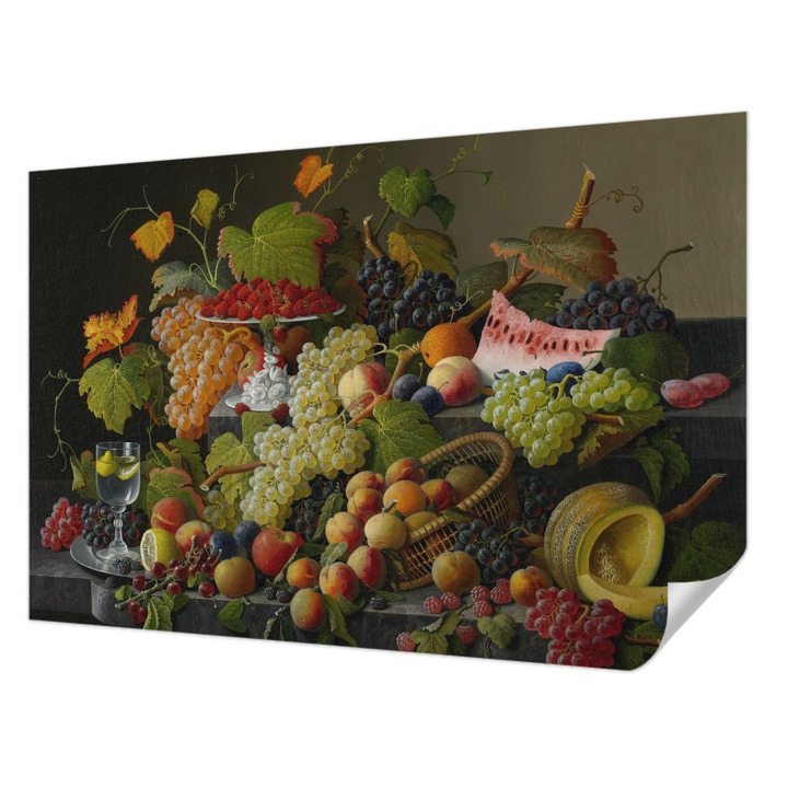 Öntapadós Fotótapéta Falra, Wallfluent, Gyümölcsösszetétel, Fehér, 104 x 70 cm, Modern Dizájn, Könnyen Felszerelhető És Tisztítható, 010170060170000285408