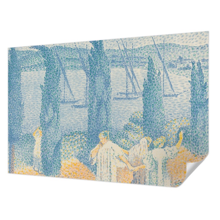 Tapet Textil Autocolant, Wallfluent, Zi lenesa, Albastru, 104 x 70 cm, Detasabil, Lavabil, 010170060170000285389