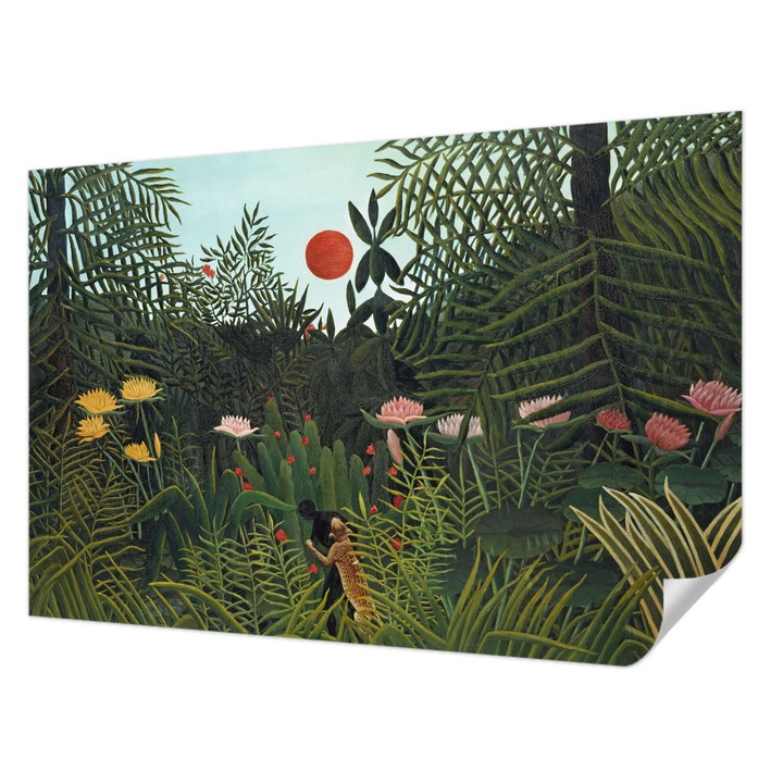 Öntapadós Dekor Tapéta, Wallfluent, Egzotikus táj, Zöld, 104 x 70 cm, Előszobába, Hálószobába, 010170060170000285441