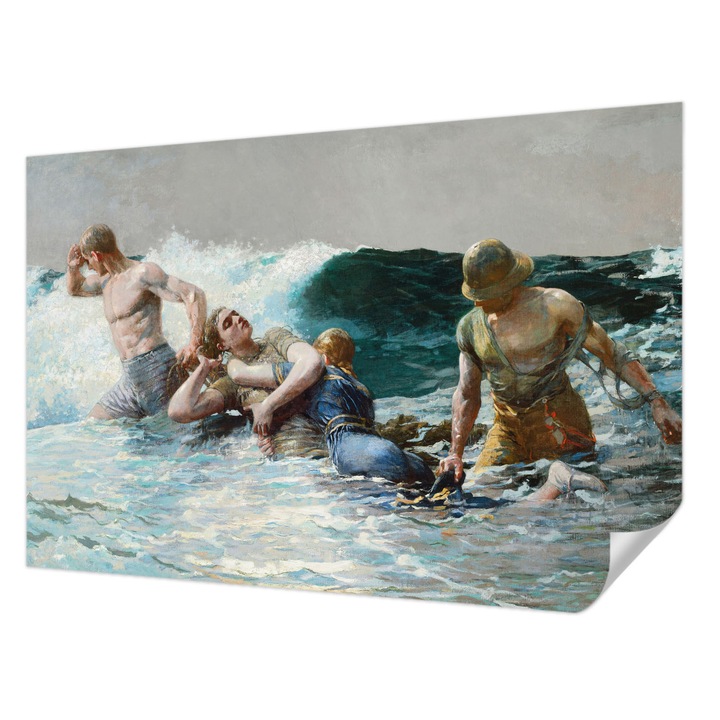 Öntapadós Tapéta Falra, Wallfluent, Tengeri harc, Fekete, 104 x 70 cm, Nappaliba, Konyhába, 010170060170000285456