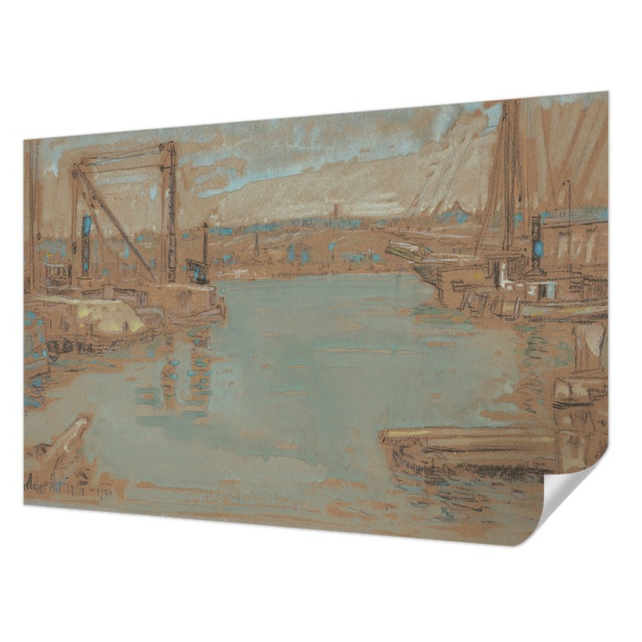 Öntapadós Tapéta Falra, Wallfluent, Kikötői kilátás, Barna, 104 x 70 cm, Modern Dizájn, Könnyen Felszerelhető És Tisztítható, 010170060170000285516