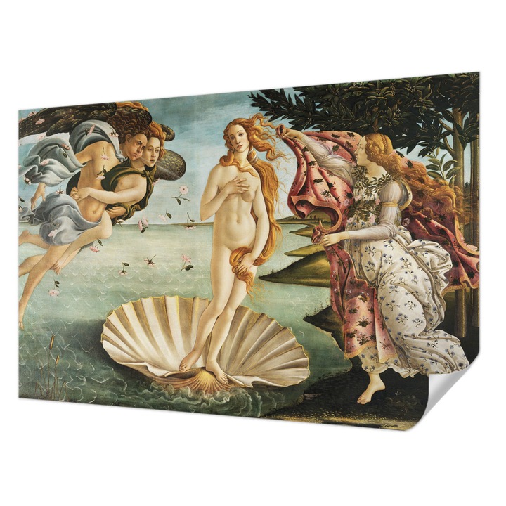 Öntapadós Tapéta Fali Dekoráció, Wallfluent, A Vénusz születése, Fekete, 104 x 70 cm, Könnyen Tisztítható, Nedvességálló, 010170060170000285538
