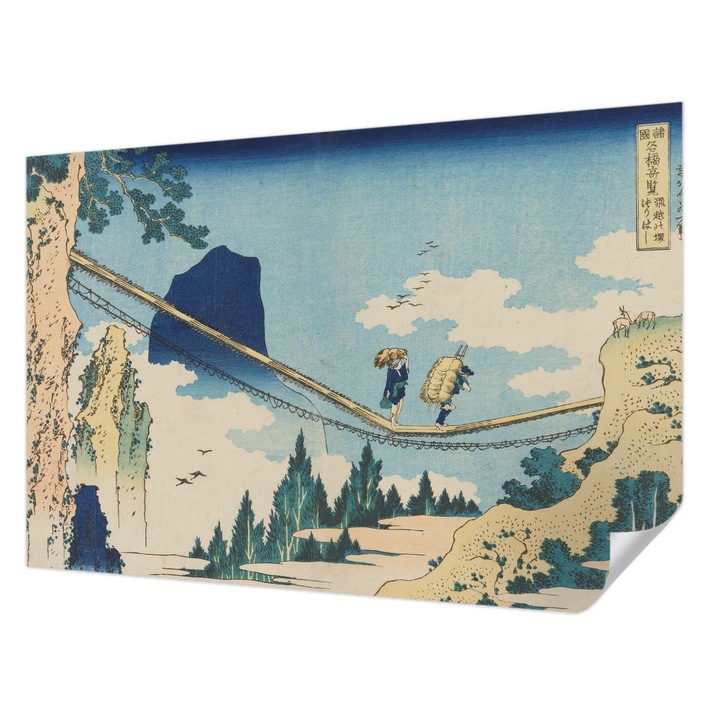 Öntapadós Tapéta Fali Dekoráció, Wallfluent, Hegyi híd, Kék, 104 x 70 cm, Nappaliba, Konyhába, 010170060170000285545