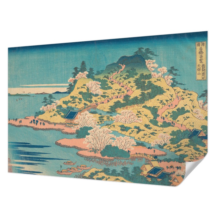Öntapadós Tapéta Falra, Wallfluent, Japán tájkép, Kék, 104 x 70 cm, Erős Ragasztó, Modern Belsőépítészeti Dekoráció, 010170060170000285550