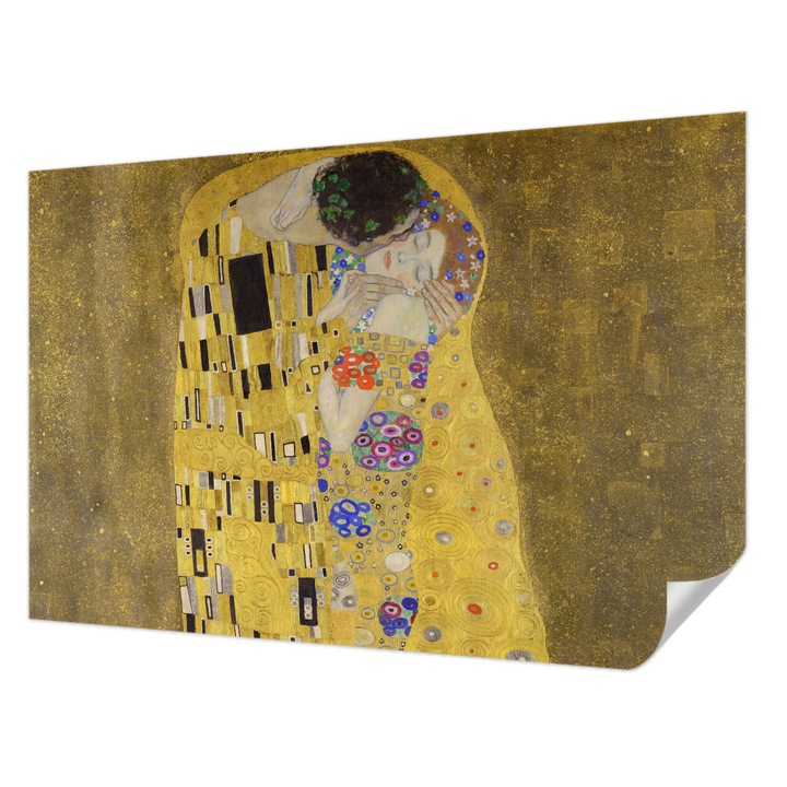 Öntapadós Dekor Tapéta, Wallfluent, Szecessziós pár, Sárga, 104 x 70 cm, Nappaliba, Konyhába, 010170060170000285568