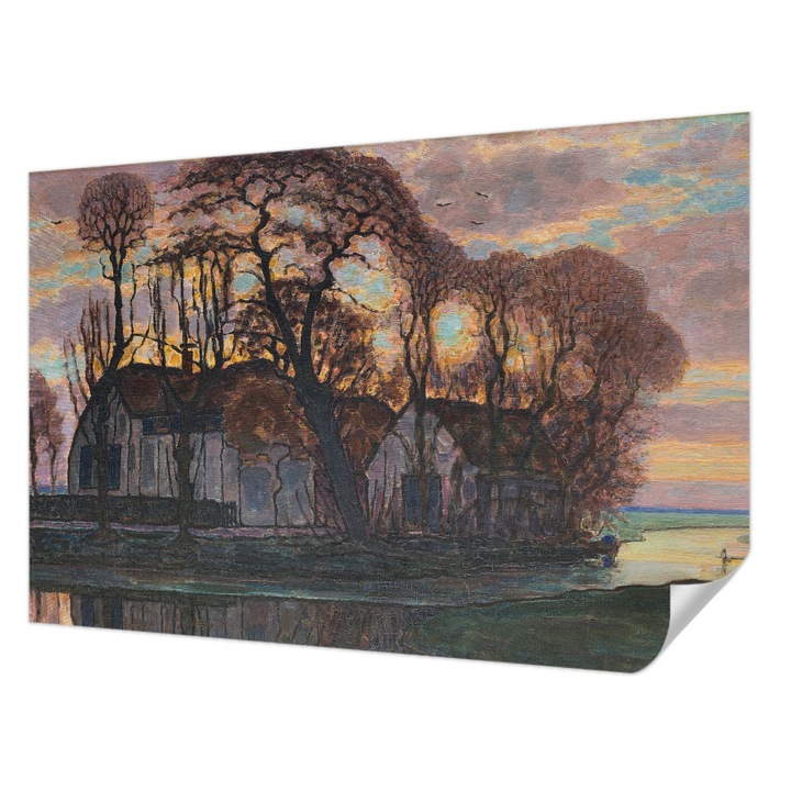 Öntapadós Tapéta Falra, Wallfluent, Esti tájkép, Szürke, 104 x 70 cm, Klasszikus, Könnyen Felszerelhető, 010170060170000285583