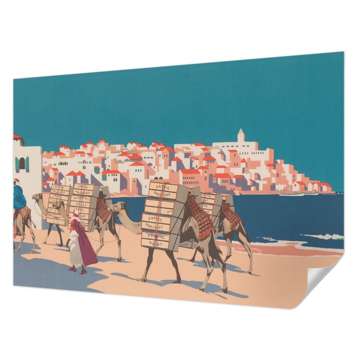 Fali Fotótapéta Autodeziv, Wallfluent, Caravana de camile, Turcoaz, 104 x 70 cm, Pentru Sufragerie, Dormitor, 010170060170000285629