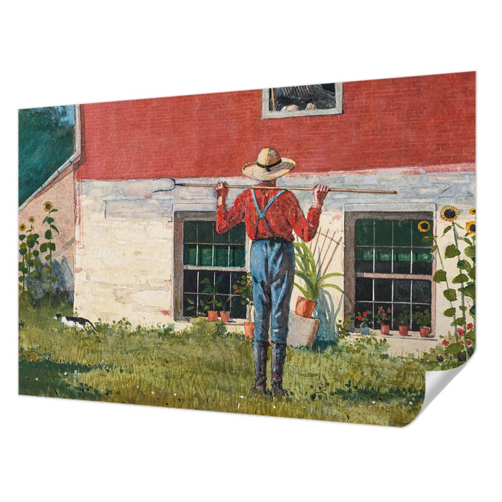 Öntapadós Tapéta Falra, Wallfluent, Falusi jelenet, Szürke, 104 x 70 cm, Nappaliba, Konyhába, 010170060170000285655