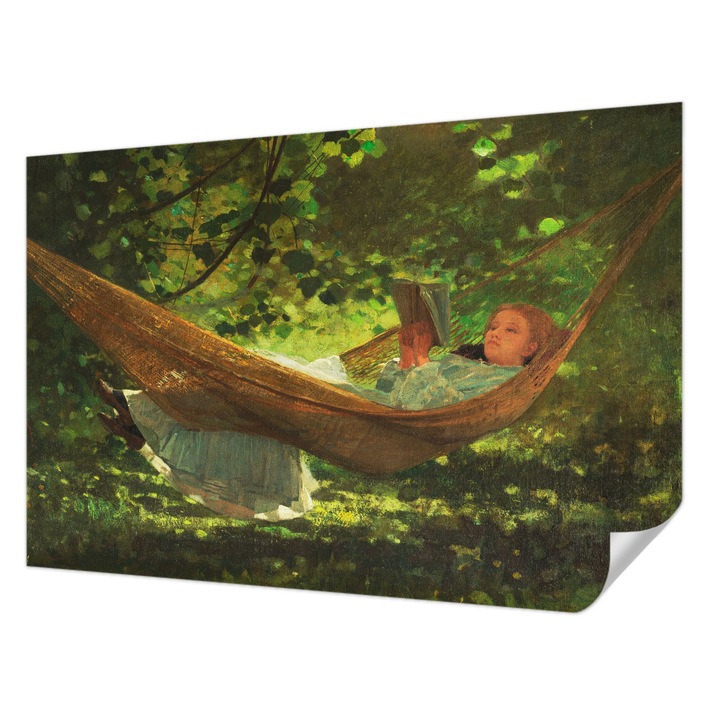 Öntapadós Tapéta Falra, Wallfluent, Pihenés egy függőágyban, Zöld, 104 x 70 cm, Előszobába, Hálószobába, 010170060170000285656