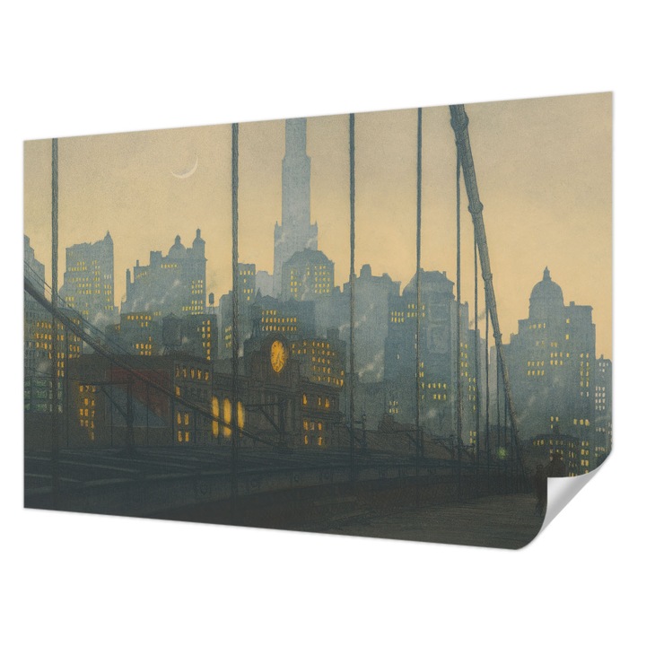 Fali Fotótapéta Autocolant, Wallfluent, Panorama de seara, Gri, 104 x 70 cm, Pentru Baie, Bucatarie, 010170060170000285625