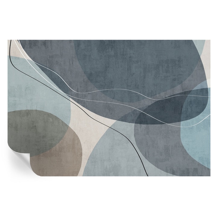 Tapet Textil Autocolant, Tulup, Abstractie moderna, Albastru, 104 x 70 cm, Decorativ, Pentru Sufragerie, Dormitor, 010170060170000282728