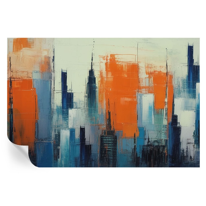 Tapet Textil Autocolant, Tulup, Oras abstract, Portocaliu, 104 x 70 cm, Decorativ, Lavabil, 010170060170000284845
