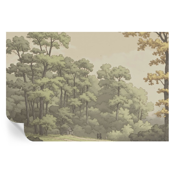Tapet Autodeziv De Perete, Tulup, Idila in padure, Verde, 104 x 70 cm, Decorativ, Lavabil, 010170060170000285168