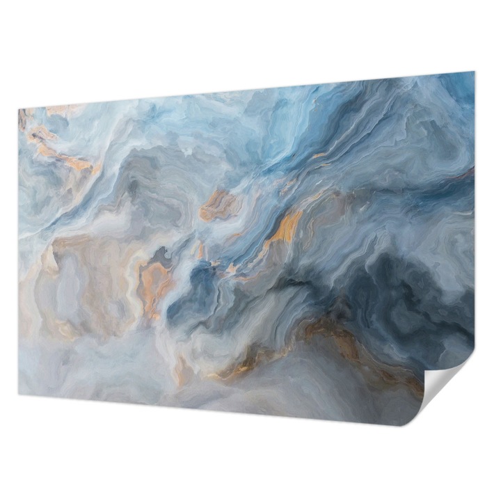 Öntapadós Dekor Tapéta, Wallfluent, Színes absztrakciók, Kék, 104 x 70 cm, Nappaliba, Konyhába, 010170060170000010586