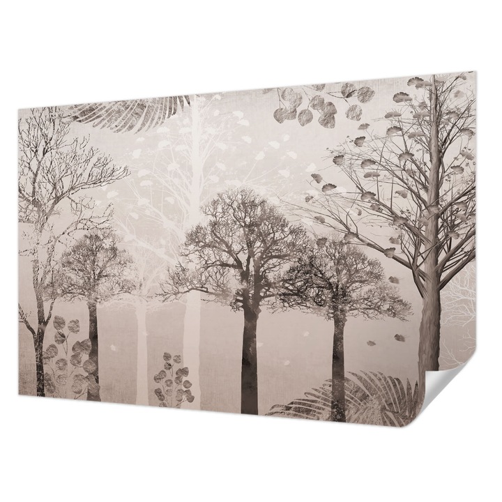 Öntapadós Dekor Tapéta, Wallfluent, Kényes fák, Bézs, 104 x 70 cm, Előszobába, Hálószobába, 010170060170000282772