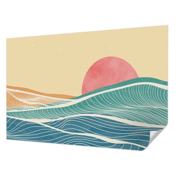 Öntapadós Fotótapéta Falra, Wallfluent, Tengeri hullámok, Bézs, 104 x 70 cm, Előszobába, Hálószobába, 010170060170000282764